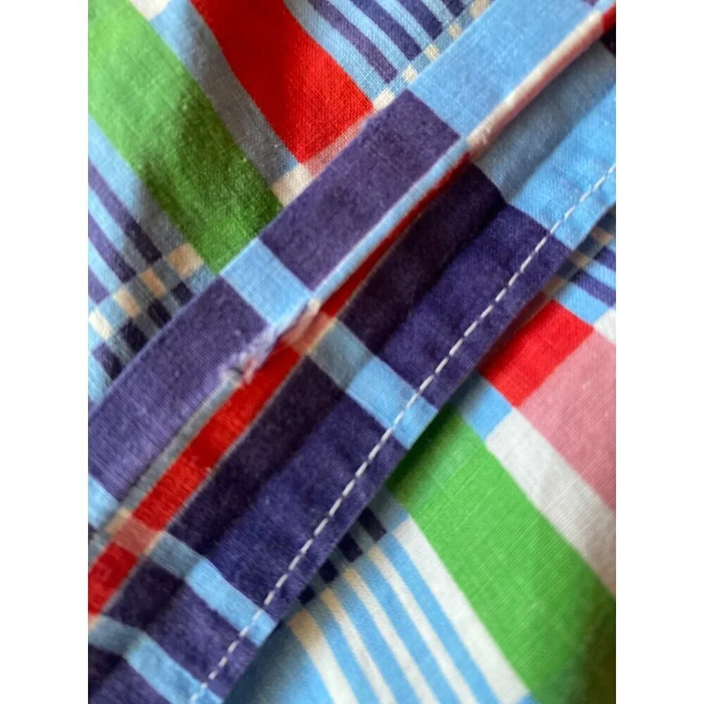 Handmade Mini Blue Green‎ Plaid Half Apron Pockets